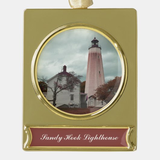 Sandy Hook Lighthouse Banner-Ornament Gold (Vorderseite)