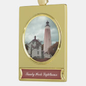 Sandy Hook Lighthouse Banner-Ornament Gold (Links)