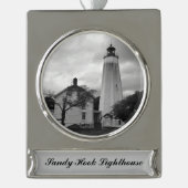 Sandy Hook Lighthouse Banner-Ornament Silber (Vorderseite)