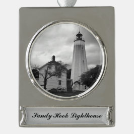 Sandy Hook Lighthouse Banner-Ornament Silber