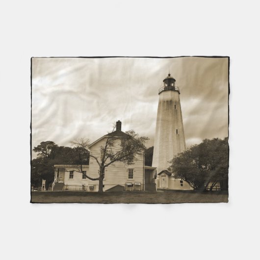 Sandy Hook Lighthouse Fleecedecke (Vorderseite (Horizontal))