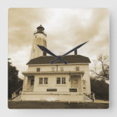 Sandy Hook Lighthouse Quadratische Wanduhr (Vorderseite)