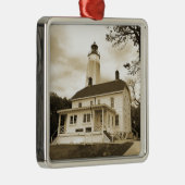 Sandy Hook Lighthouse Silbernes Ornament (Rechts)
