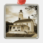 Sandy Hook Lighthouse Silbernes Ornament (Vorne)