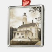 Sandy Hook Lighthouse Silbernes Ornament (Links)