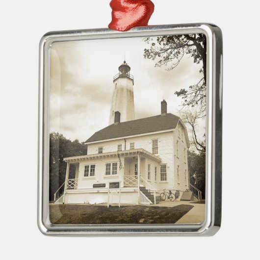 Sandy Hook Lighthouse Silbernes Ornament (Links)