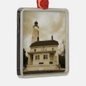 Sandy Hook Lighthouse Silbernes Ornament (Rechts)