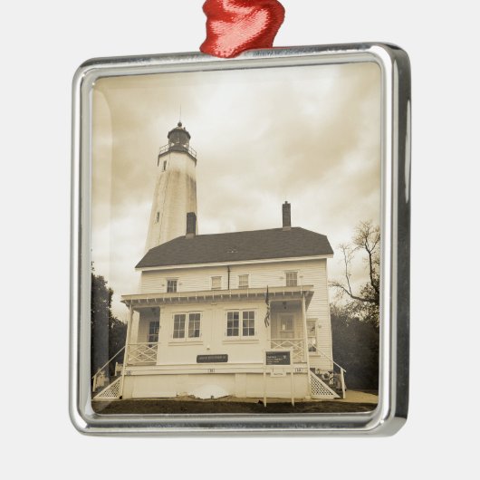 Sandy Hook Lighthouse Silbernes Ornament (Links)
