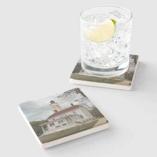 Sandy Hook Lighthouse Steinuntersetzer (Seitenansicht)