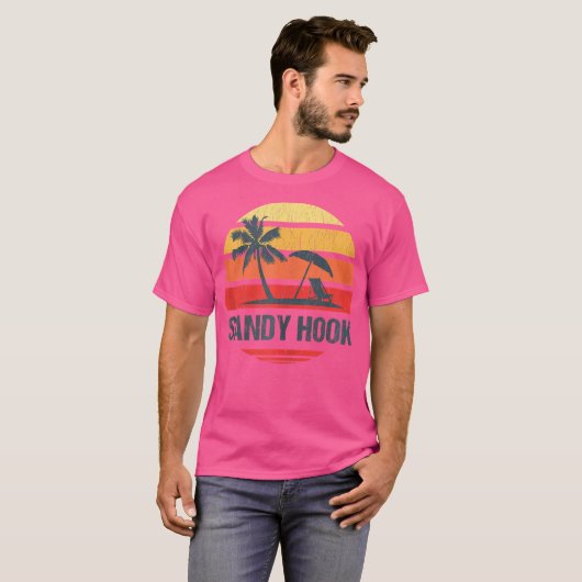 Sandy Hook Nj Beach Retro Sun gestört Design T-Shirt (Vorne ganz)