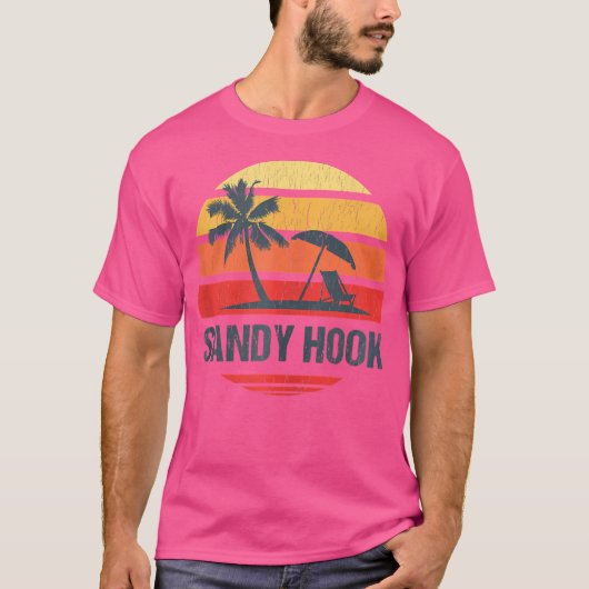 Sandy Hook Nj Beach Retro Sun gestört Design T-Shirt (Vorderseite)