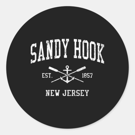Sandy Hook Nj Crossed Oars Boat Anchor Sports Runder Aufkleber (Vorderseite)