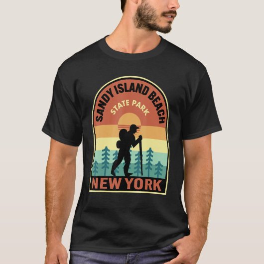 Sandy Island Beach State Park New York Retro Hikin T-Shirt (Vorderseite)