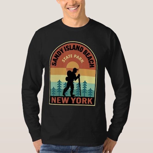 Sandy Island Beach State Park New York Retro Hikin T-Shirt (Vorderseite)
