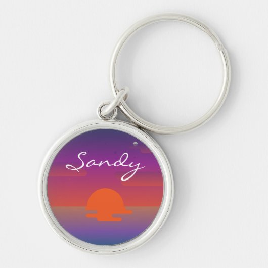 Sandy Name Keychain custom name personalize sunset Schlüsselanhänger (Vorne)