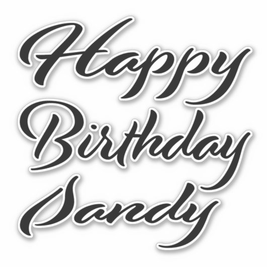 Sandy Name Vorname black Sticker Geburtstag (Vorderseite)