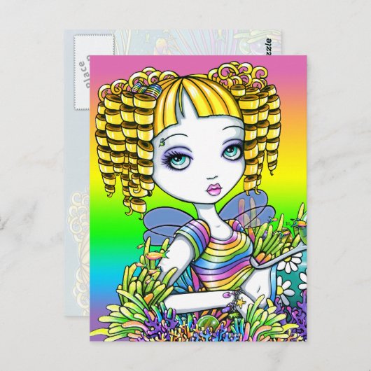 "Sandy" Niedliche Regenbogen Meerjungfrau Maria Ku Postkarte (Vorne/Hinten)