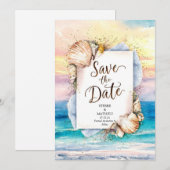Sandy Painted Romantic Beach Wedding Save The Date (Vorne/Hinten)