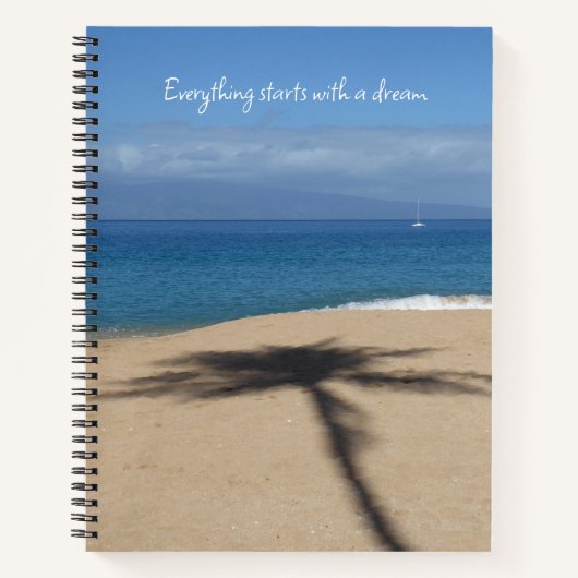 Sandy Palm Tree Shadow Foto Large Spiral Notebook Notizblock (Vorderseite)