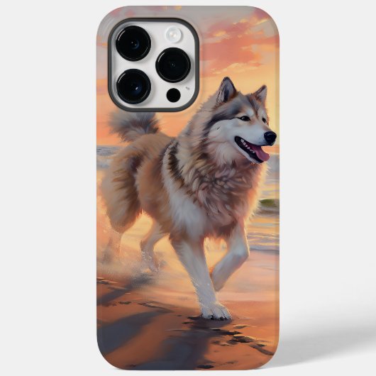 Sandy Paws Alaskan Malamute Dog on Beach Sunset Case-Mate iPhone Hülle (Rückseite)