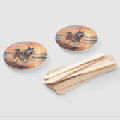 Sandy Paws Alaskan Malamute Dog on Beach Sunset Fächer (Non-assembled)