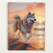 Sandy Paws Alaskan Malamute Dog on Beach Sunset Planer (Vorderseite)