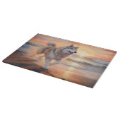Sandy Paws Alaskan Malamute Dog on Beach Sunset Schneidebrett (Ecke)