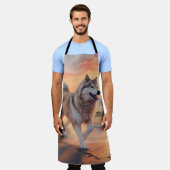 Sandy Paws Alaskan Malamute Dog on Beach Sunset Schürze (Getragen)