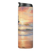 Sandy Paws Alaskan Malamute Dog on Beach Sunset Thermosbecher (Nach rechts gedreht)