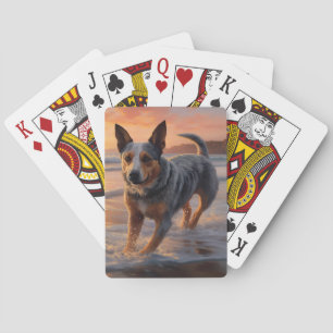 Sandy Paws Australian Cattle Dog am Strand Sonnenu Spielkarten