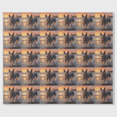 Sandy Paws Australian Cattle Dog on Beach Sunset Geschenkpapier (Flach)