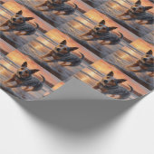 Sandy Paws Australian Cattle Dog on Beach Sunset Geschenkpapier (Ecke)