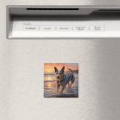 Sandy Paws Australian Cattle Dog on Beach Sunset Magnet (In Situ (Geschirrspüler))