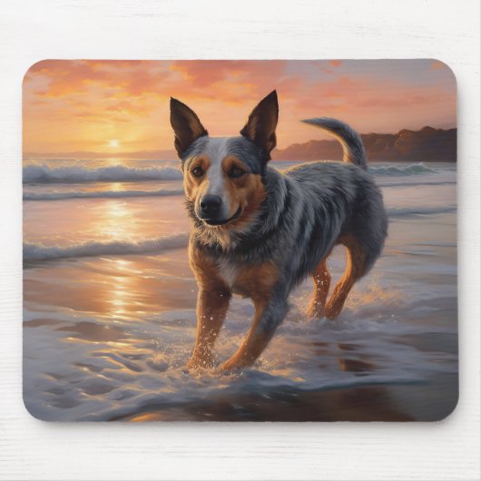 Sandy Paws Australian Cattle Dog on Beach Sunset Mousepad (Vorne)
