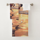 Sandy Paws Beagle Dog on Beach Sunset Badhandtuch Set (Insitu)