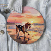 Sandy Paws Beagle Dog on Beach Sunset Button (Beispiel)