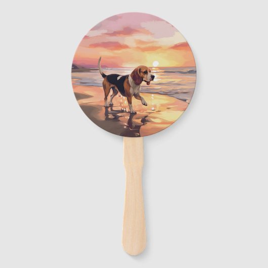 Sandy Paws Beagle Dog on Beach Sunset Fächer (Rückseite)