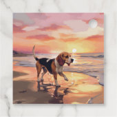 Sandy Paws Beagle Dog on Beach Sunset Geschenkanhänger (Rückseite)