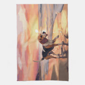 Sandy Paws Beagle Dog on Beach Sunset Geschirrtuch (Vertikal)