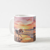 Sandy Paws Beagle Dog on Beach Sunset Kaffeetasse (Vorderseite Links)