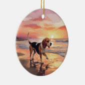 Sandy Paws Beagle Dog on Beach Sunset Keramik Ornament (Rechts)