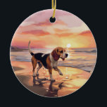 Sandy Paws Beagle Dog on Beach Sunset Keramik Ornament<br><div class="desc">Tauchen Sie ein in die ruhige Schönheit unseres Hundes "Sandy Paws and Sunset Hues" mit Sonnenuntergang am Strand. Diese faszinierende Szene vereint das Wesen eines perfekten Abends am Ufer, mit einem treuen Hund, der den goldenen Sand und die atemberaubenden Farben der untergehenden Sonne genießt. Ob Hundeliebhaber oder Sonnenuntergang - dieses...</div>