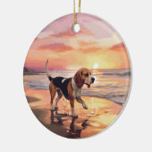 Sandy Paws Beagle Dog on Beach Sunset Keramik Ornament (Links)