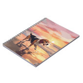 Sandy Paws Beagle Dog on Beach Sunset Notizblock (Linke Seite)