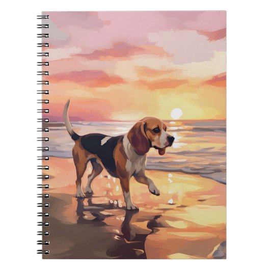 Sandy Paws Beagle Dog on Beach Sunset Notizblock (Vorderseite)