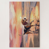 Sandy Paws Beagle Dog on Beach Sunset Puzzle (Vertikal)