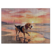 Sandy Paws Beagle Dog on Beach Sunset Schneidebrett (Vorderseite)