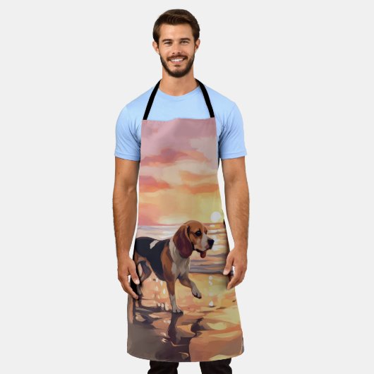 Sandy Paws Beagle Dog on Beach Sunset Schürze (Getragen)