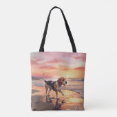 Sandy Paws Beagle Dog on Beach Sunset Tasche (Rückseite)