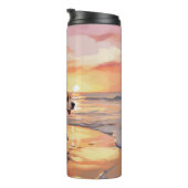 Sandy Paws Beagle Dog on Beach Sunset Thermosbecher (Nach rechts gedreht)